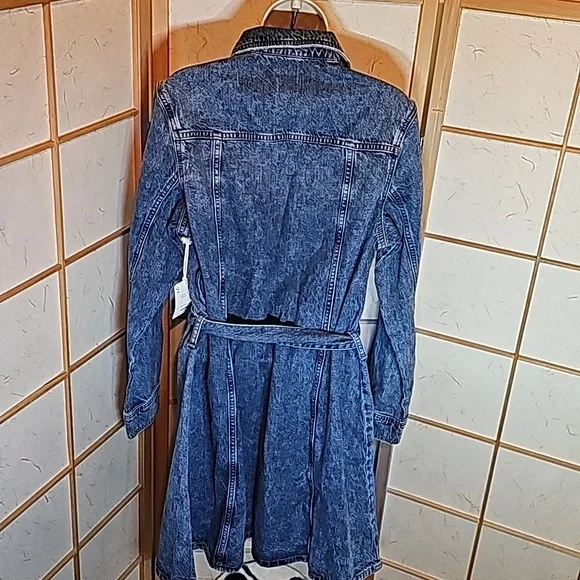 Women New Blue Jean a.n.a Dress with belt in a Size Large - Picture 3 of 5